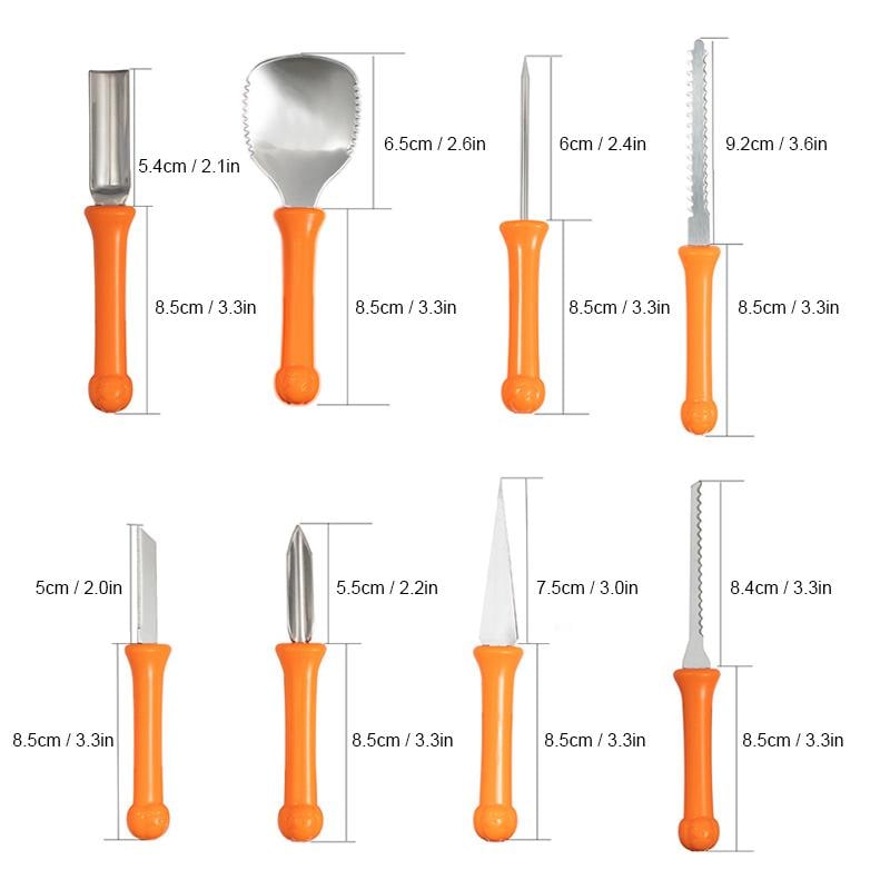 Halloween Pumpkin Carving Kit with Tools and Supplies Eight-Piece Stainless Steel Set - Image 3