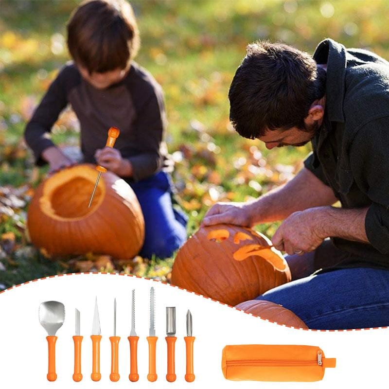 Halloween Pumpkin Carving Kit with Tools and Supplies Eight-Piece Stainless Steel Set - Image 7