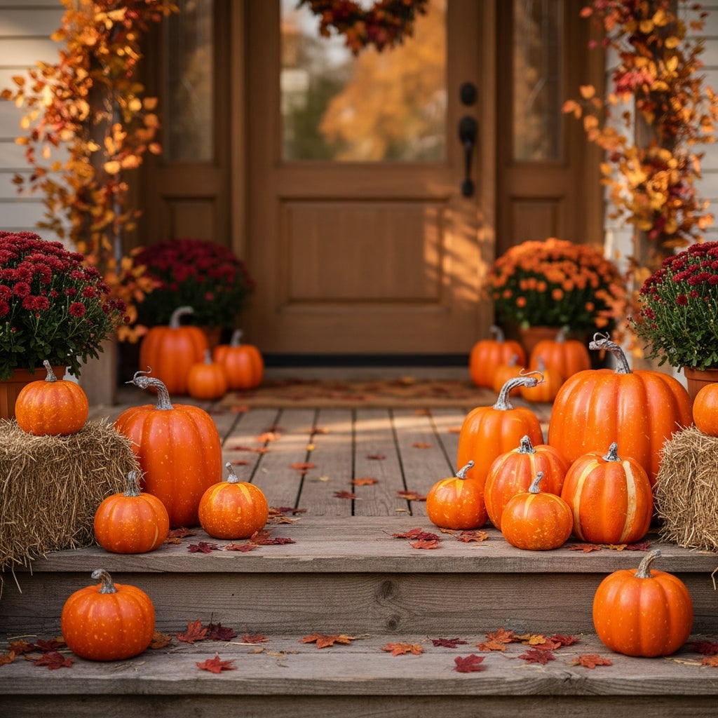 Halloween Pumpkin Decor Set of 7 Decorative with Lightweight Foam Construction for Autumn Home - Image 1