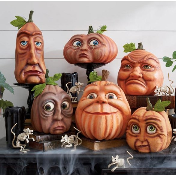 Halloween Pumpkin Decorations with Expressive Resin Faces for Haunted House Party and Porch Decor - Image 10