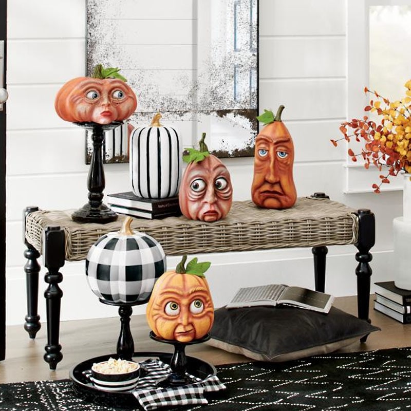 Halloween Pumpkin Decorations with Expressive Resin Faces for Haunted House Party and Porch Decor - Image 6