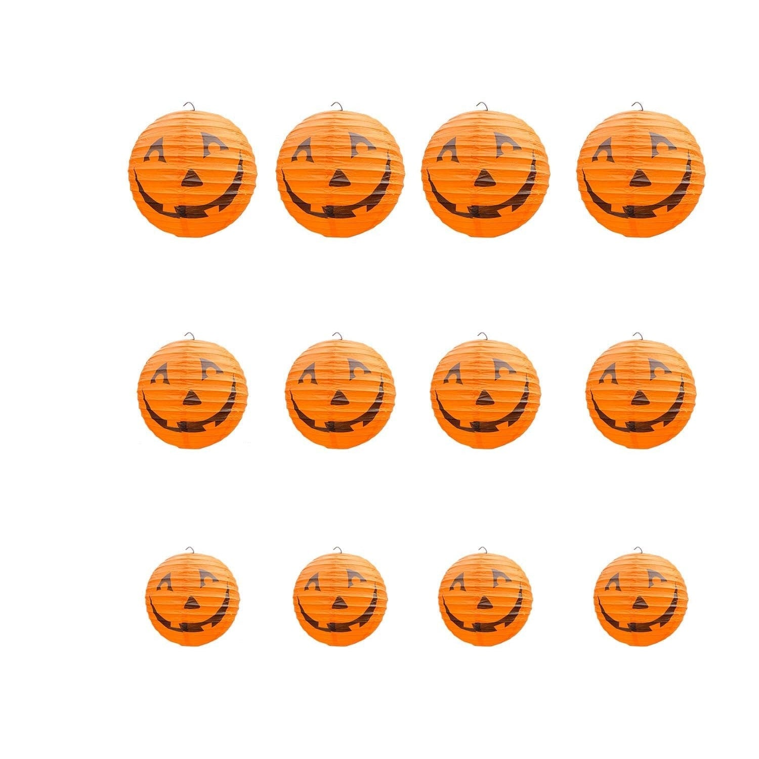 Halloween Pumpkin Paper Lanterns with Jack O' Faces Set of 12 Collapsible Hanging for Indoor - Image 2