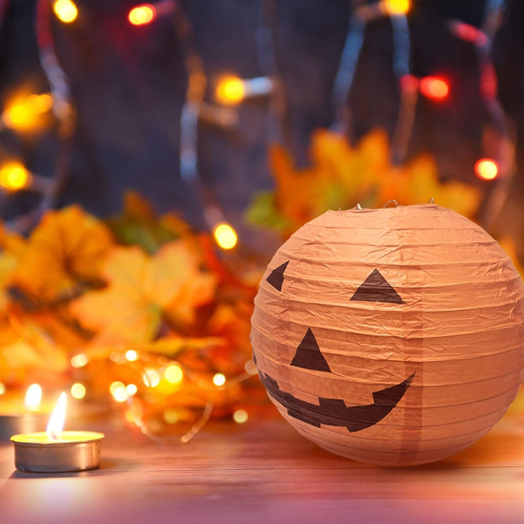 Halloween Pumpkin Paper Lanterns with Jack O' Faces Set of 12 Collapsible Hanging for Indoor - Image 8