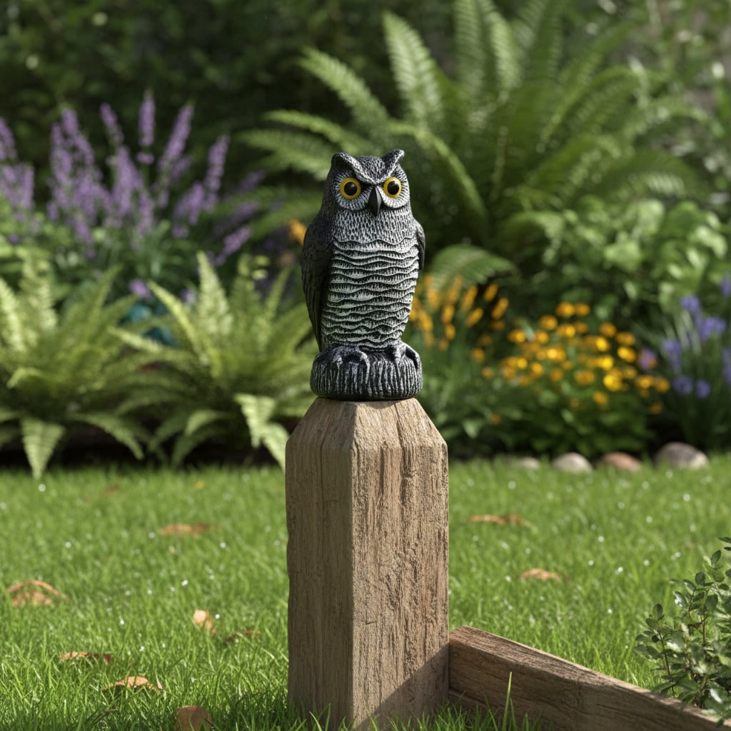 Halloween Realistic Garden Owl Statue Decoy Bird Deterrent for Outdoor Yard Decoration - Image 1