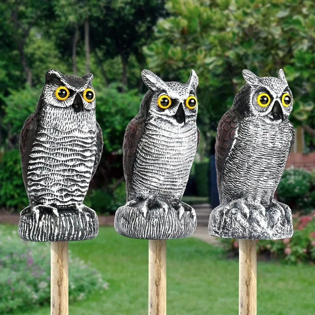 Halloween Realistic Garden Owl Statue Decoy Bird Deterrent for Outdoor Yard Decoration - Image 2