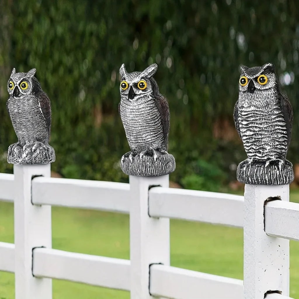 Halloween Realistic Garden Owl Statue Decoy Bird Deterrent for Outdoor Yard Decoration - Image 3