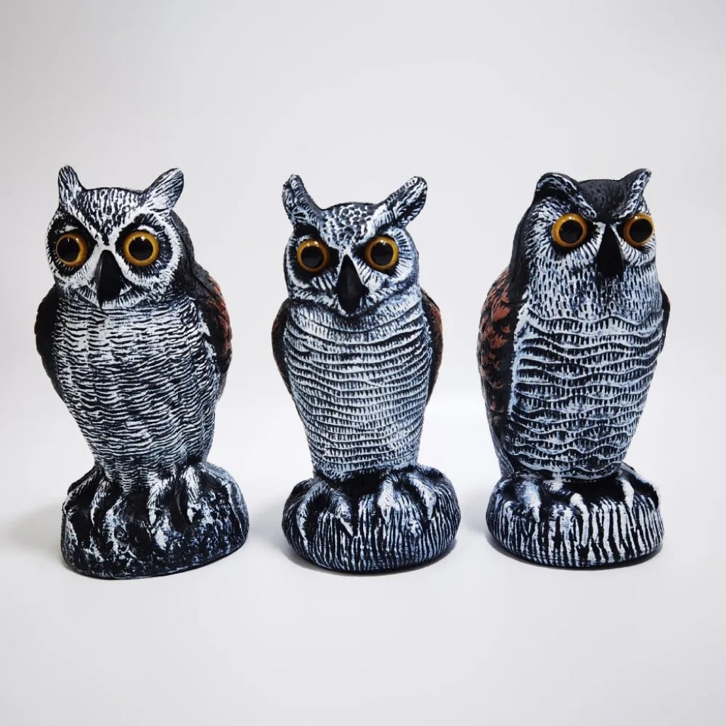 Halloween Realistic Garden Owl Statue Decoy Bird Deterrent for Outdoor Yard Decoration - Image 5