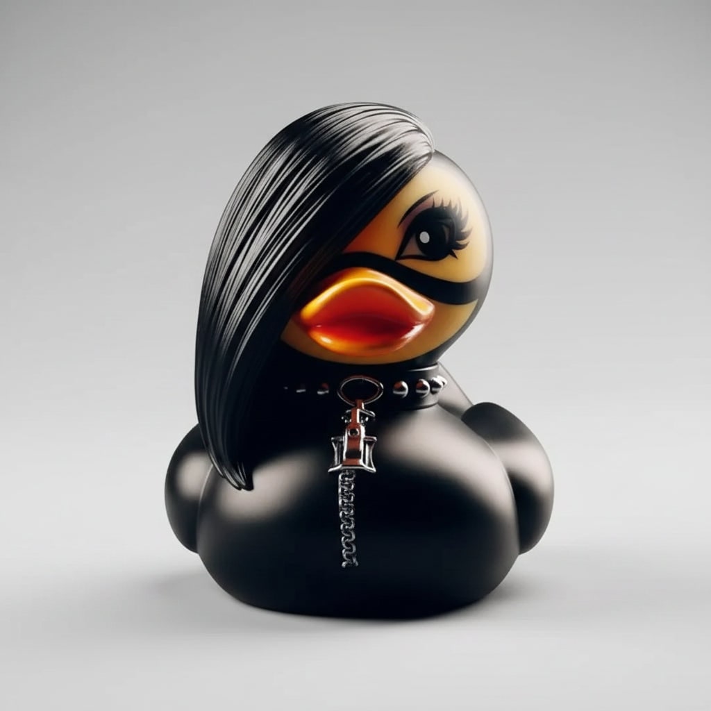 Halloween Rubber Duckling Squishy Duck Gothic Spikes and Chains Decoration - Image 3