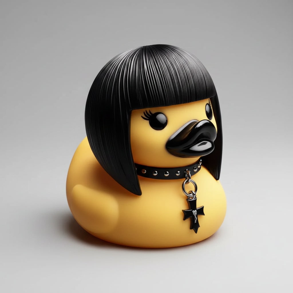 Halloween Rubber Duckling Squishy Duck Gothic Spikes and Chains Decoration - Image 4