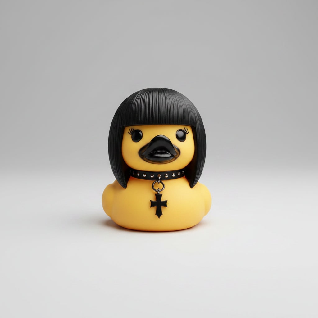 Halloween Rubber Duckling Squishy Duck Gothic Spikes and Chains Decoration - Image 6