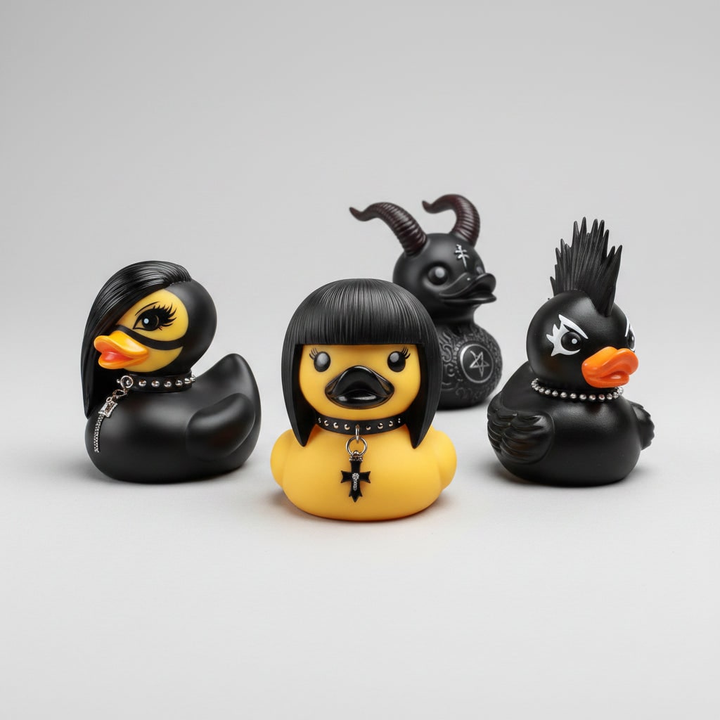 Halloween Rubber Duckling Squishy Duck Gothic Spikes and Chains Decoration - Image 7