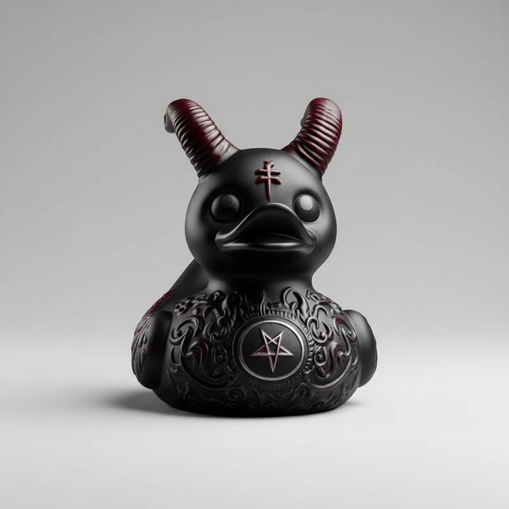 Halloween Rubber Duckling Squishy Duck Gothic Spikes and Chains Decoration - Image 8