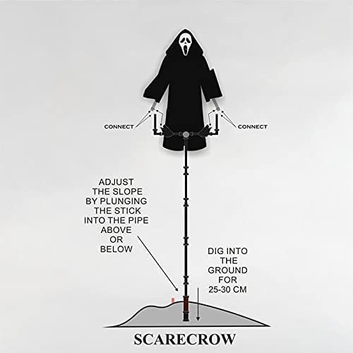 Halloween Scarecrow Decoration Scary Outdoor Ghost Prop with Adjustable Pole for Yard - Image 1