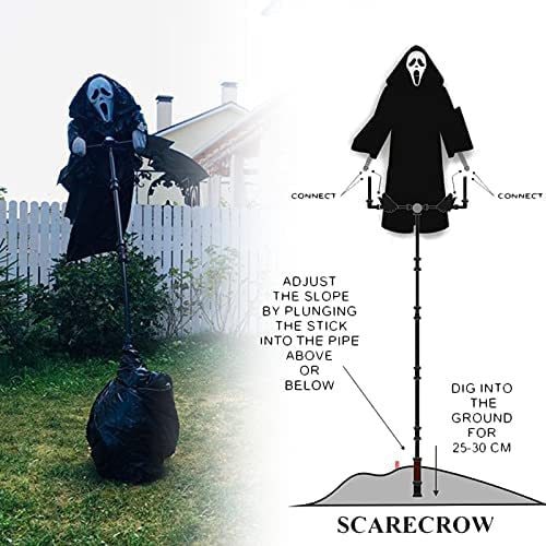 Halloween Scarecrow Decoration Scary Outdoor Ghost Prop with Adjustable Pole for Yard - Image 3
