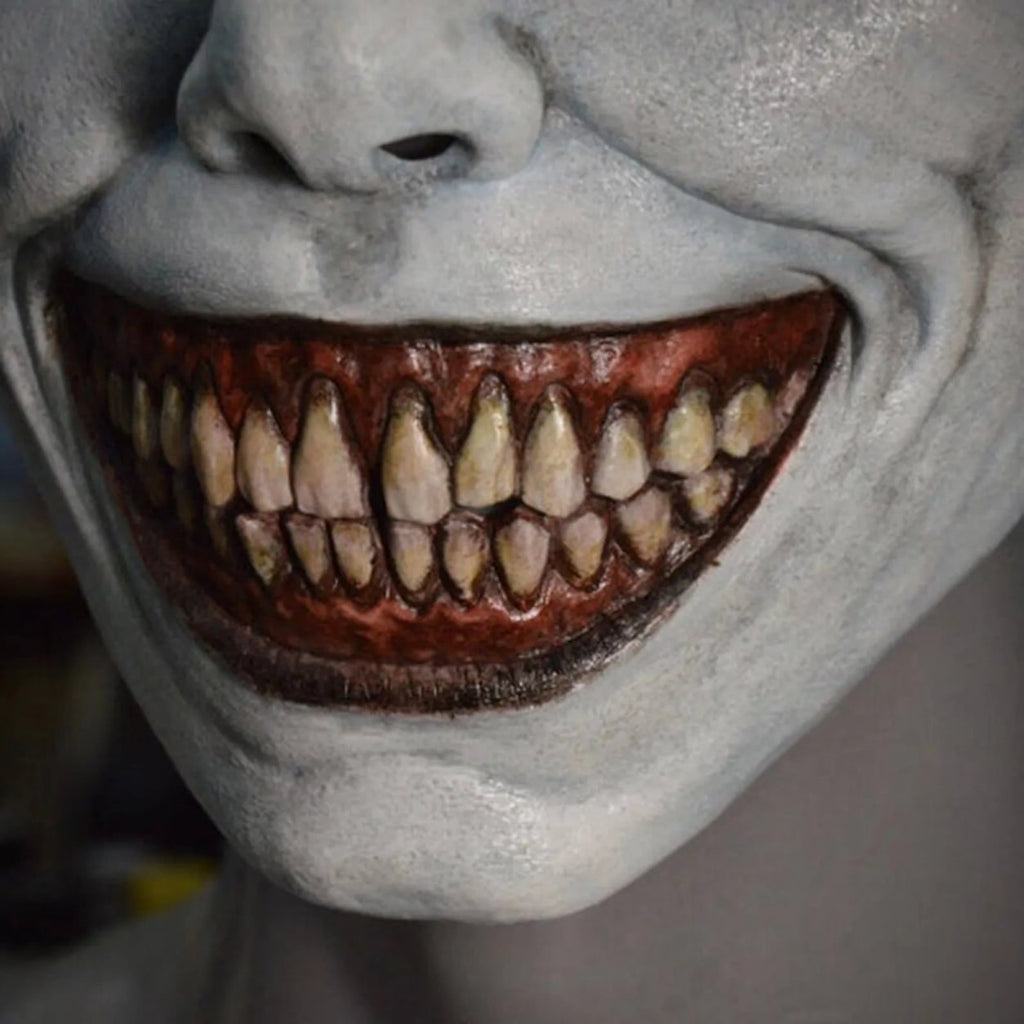 Halloween Scary Creepy Demon Latex Full Face Mask with Pointed Teeth and Wrinkled Skin Details - Image 3