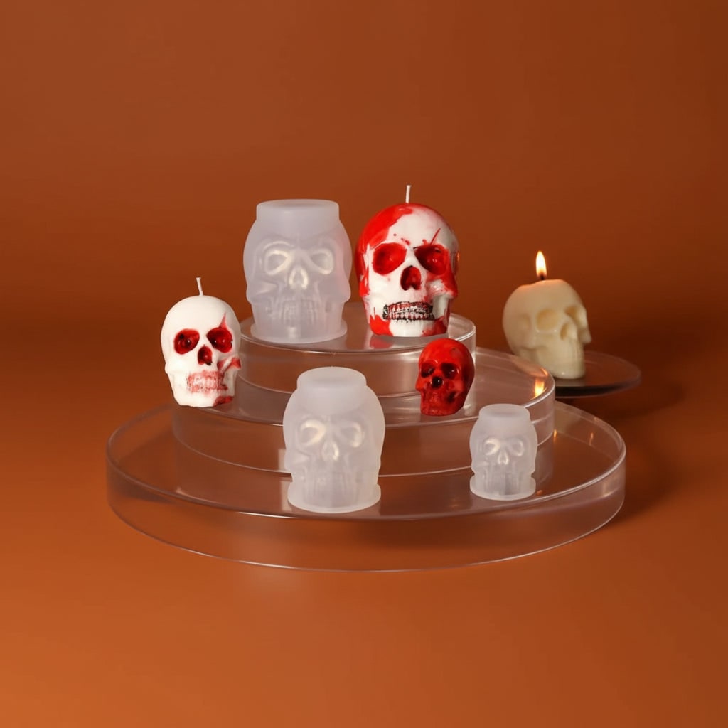 Halloween Silicone Molds for Resin and Candle Making Skull Set 3-Piece Sugar - Image 1
