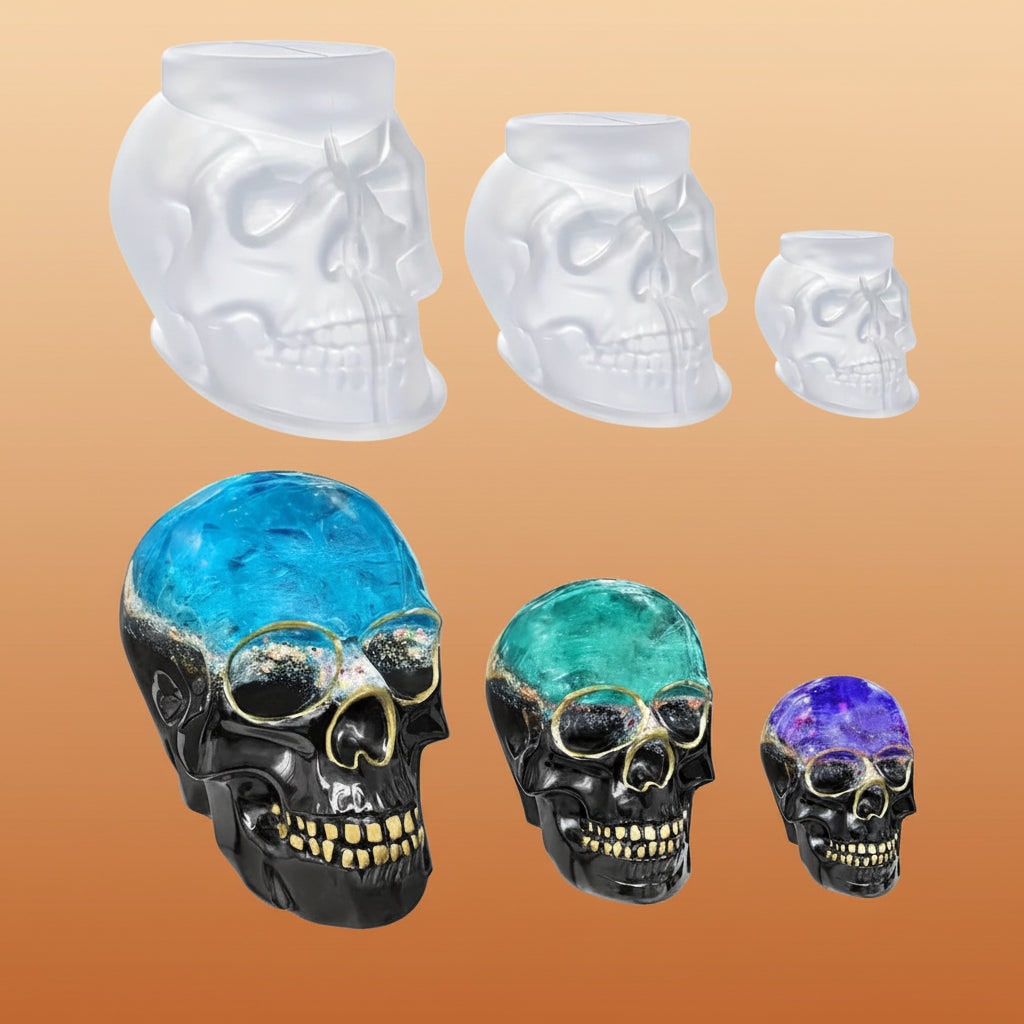 Halloween Silicone Molds for Resin and Candle Making Skull Set 3-Piece Sugar - Image 2