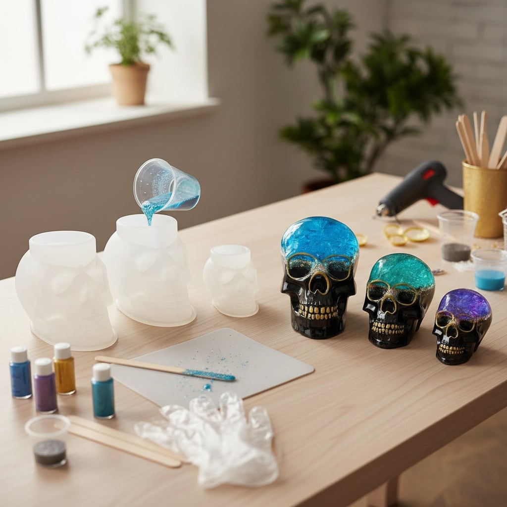 Halloween Silicone Molds for Resin Casting with Skull Design and Flexible Making - Image 1