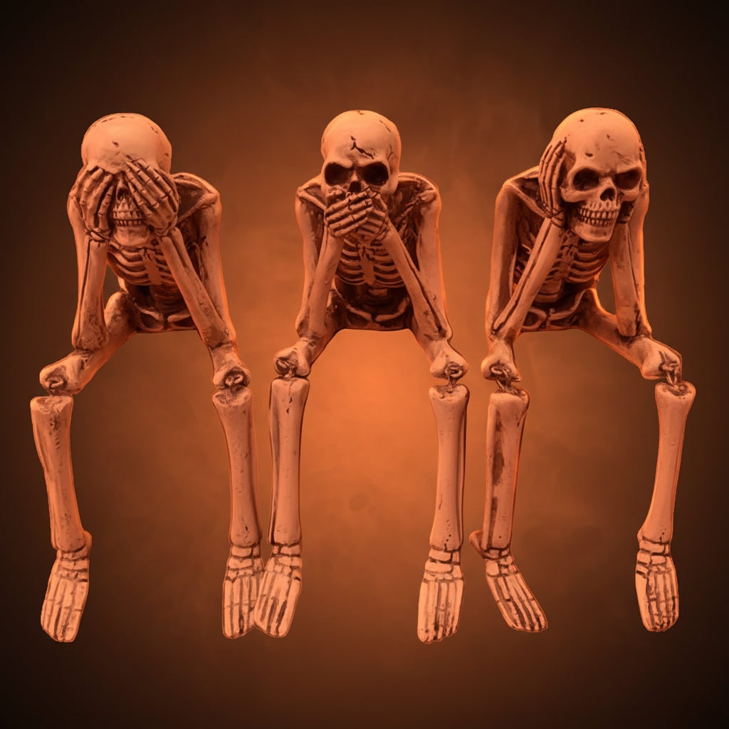 Halloween Skeleton Decorations Set of 3 Life Size Shelf Sitters with Dangling Legs Plastic - Image 5