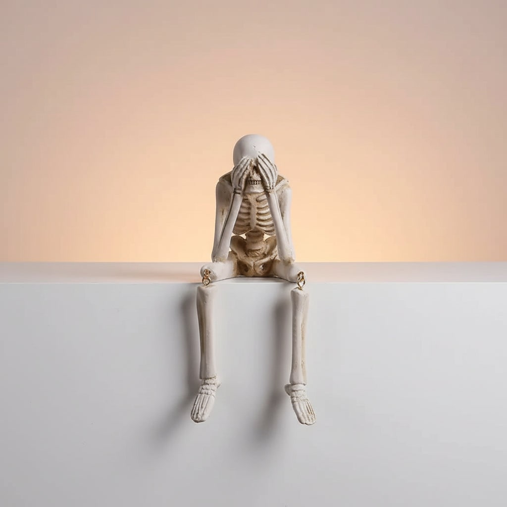 Halloween Skeleton Decorations Set of 3 Life Size Shelf Sitters with Dangling Legs Plastic - Image 9
