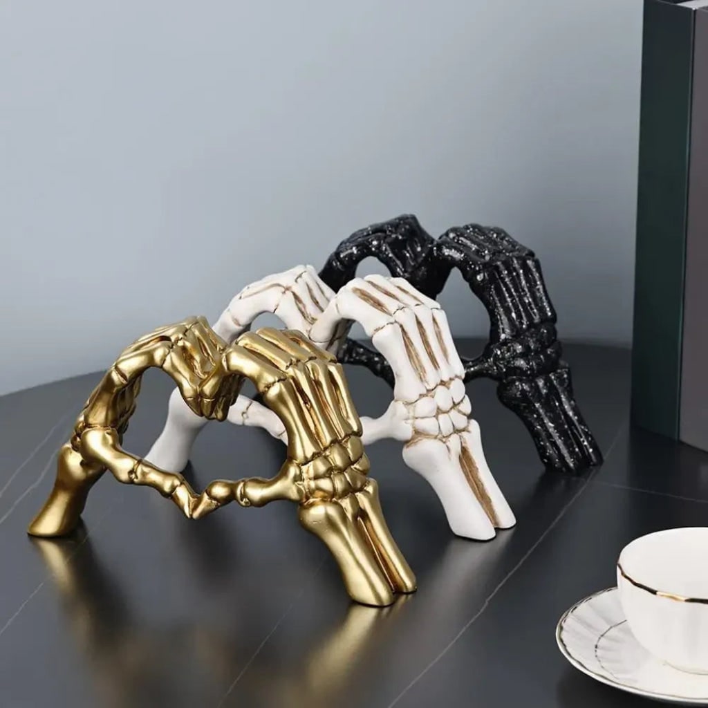 Halloween Skeleton Decorations with Hands Heart Sculpture for Tabletop - Image 6
