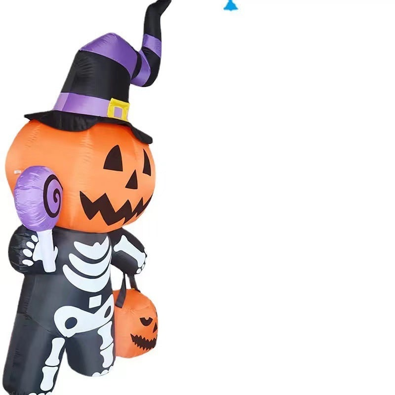 Halloween Skeleton Inflatable Blow Up Decoration with LED Lights for Scary Outdoor Yard Display - Image 4