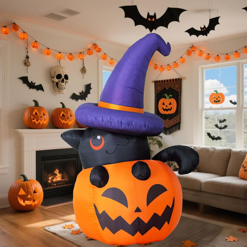 Halloween Skeleton Inflatable Blow Up Decoration with LED Lights for Scary Outdoor Yard Display - Image 5