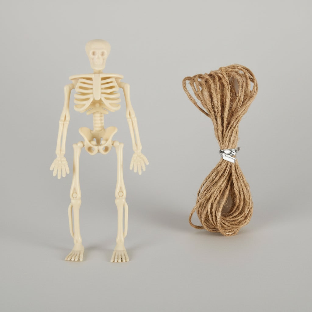 Halloween Skeletons Posable Mini Figurines Decoration Set with Hanging Twine Head - Image 3