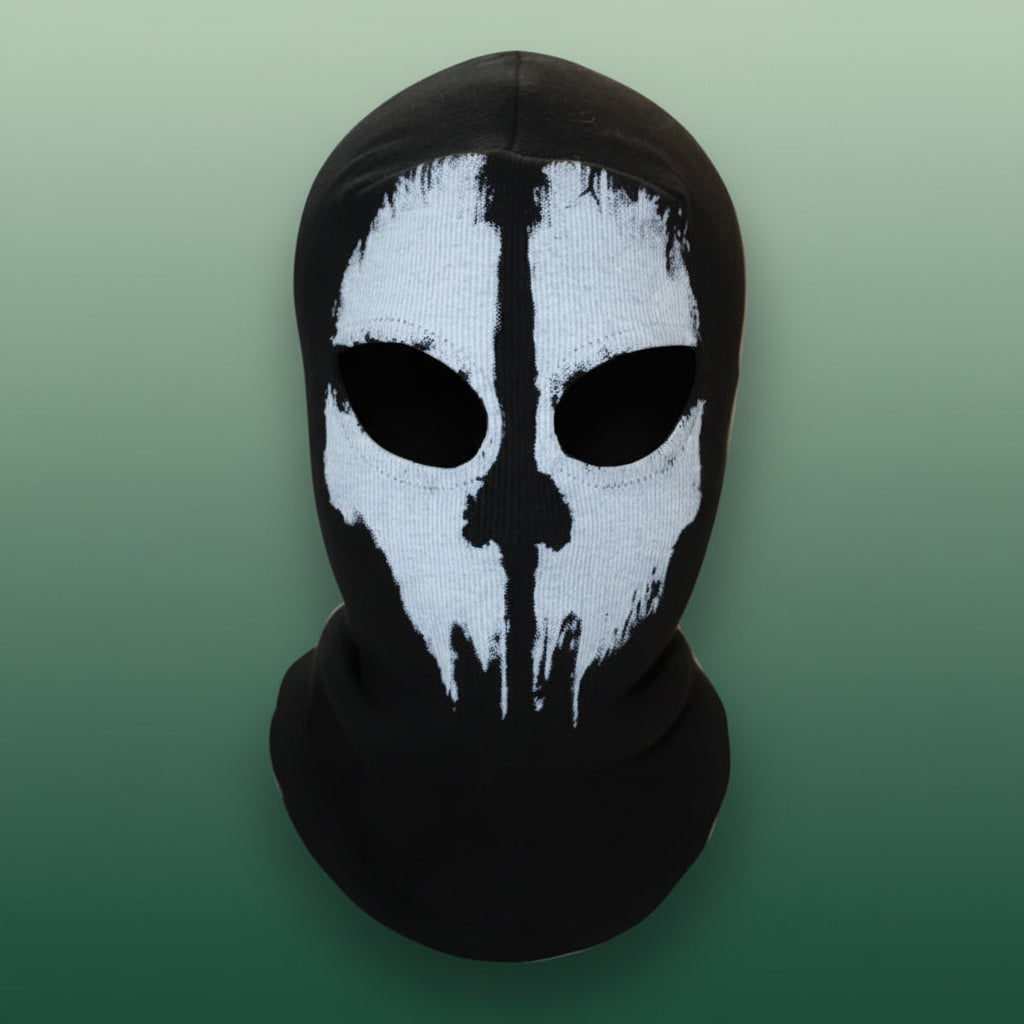 Halloween Skull Ski Mask Full Face Balaclava Knit with Distressed Print for Skiing and Winter Sports - Image 2