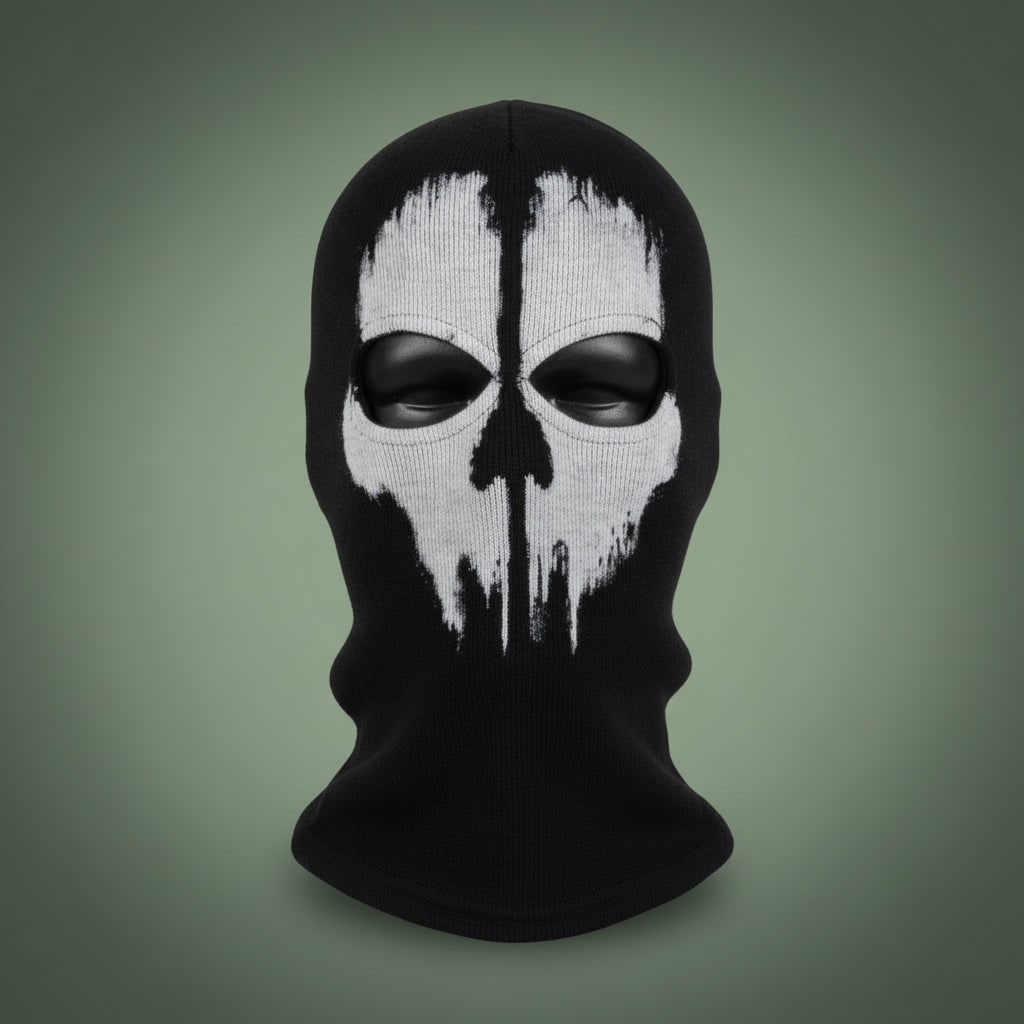 Halloween Skull Ski Mask Full Face Balaclava Knit with Distressed Print for Skiing and Winter Sports - Image 4