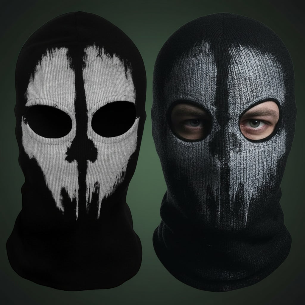 Halloween Skull Ski Mask Full Face Balaclava Knit with Distressed Print for Skiing and Winter Sports - Image 6