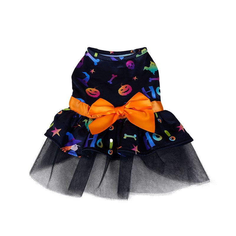 Halloween Small Dog Costume and Outfits with Tutu Skirt and Satin Bow Sweaters - Image 1