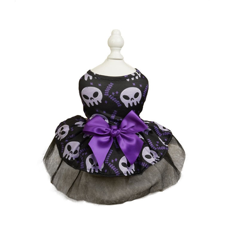 Halloween Small Dog Costume and Outfits with Tutu Skirt and Satin Bow Sweaters - Image 2