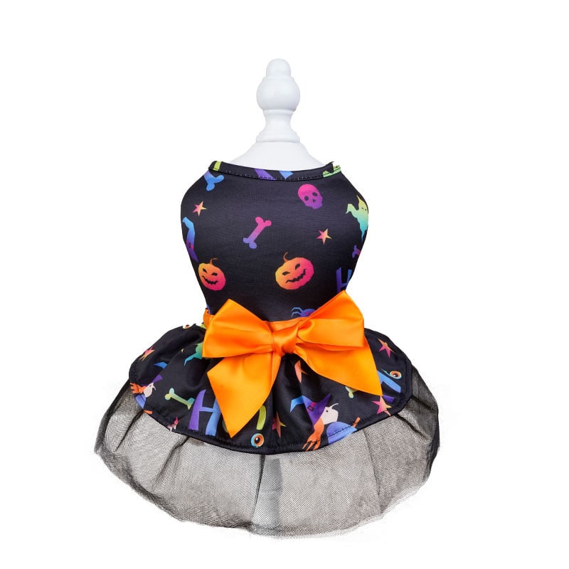 Halloween Small Dog Costume and Outfits with Tutu Skirt and Satin Bow Sweaters - Image 4