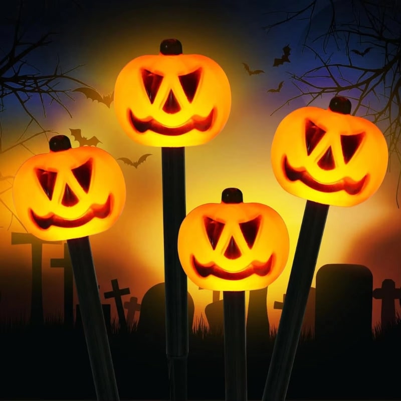 Halloween Solar Pathway Pumpkin Lights for Garden Yard Outdoor Decoration Set of 5 - Image 4