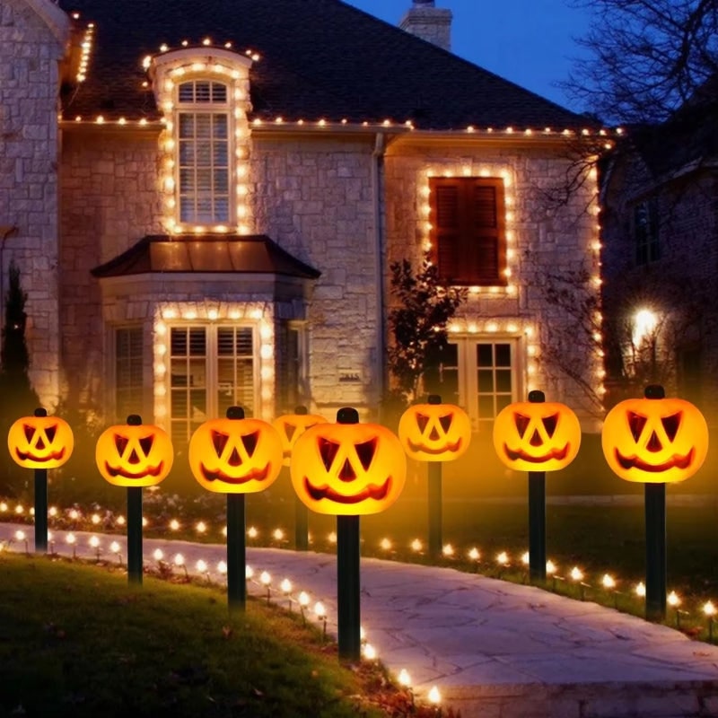 Halloween Solar Pathway Pumpkin Lights for Garden Yard Outdoor Decoration Set of 5 - Image 6