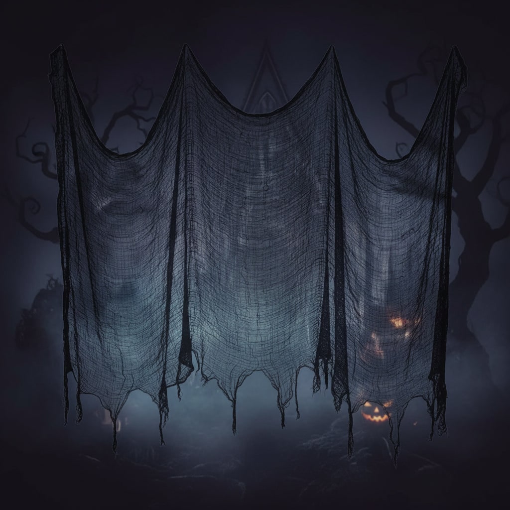Halloween Spider Web Decoration with Black Mesh Creepy Cloth Netting - Image 6