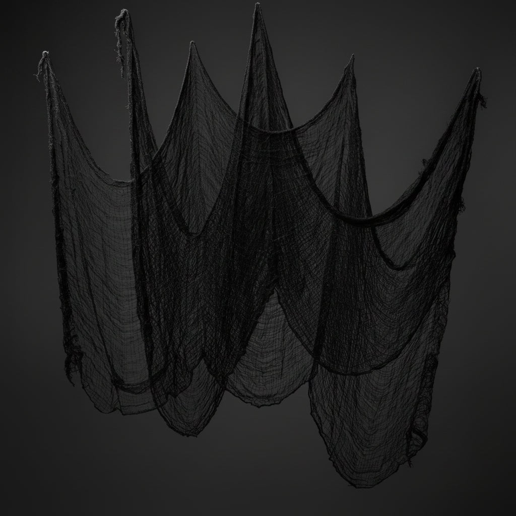 Halloween Spider Web Decoration with Black Mesh Creepy Cloth Netting - Image 7