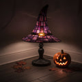 Halloween Stained Glass Witch Hat Table Lamp with Bronze Metal Base and Ornate Design Bed Side - Image 7