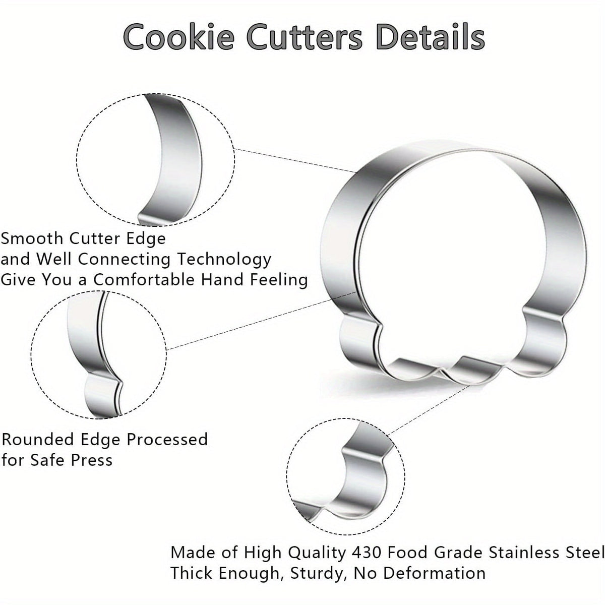 Halloween Stainless Steel Cookie Cutters Set with 7 Shapes Including Bat Ghost Pumpkin and Skull - Image 7