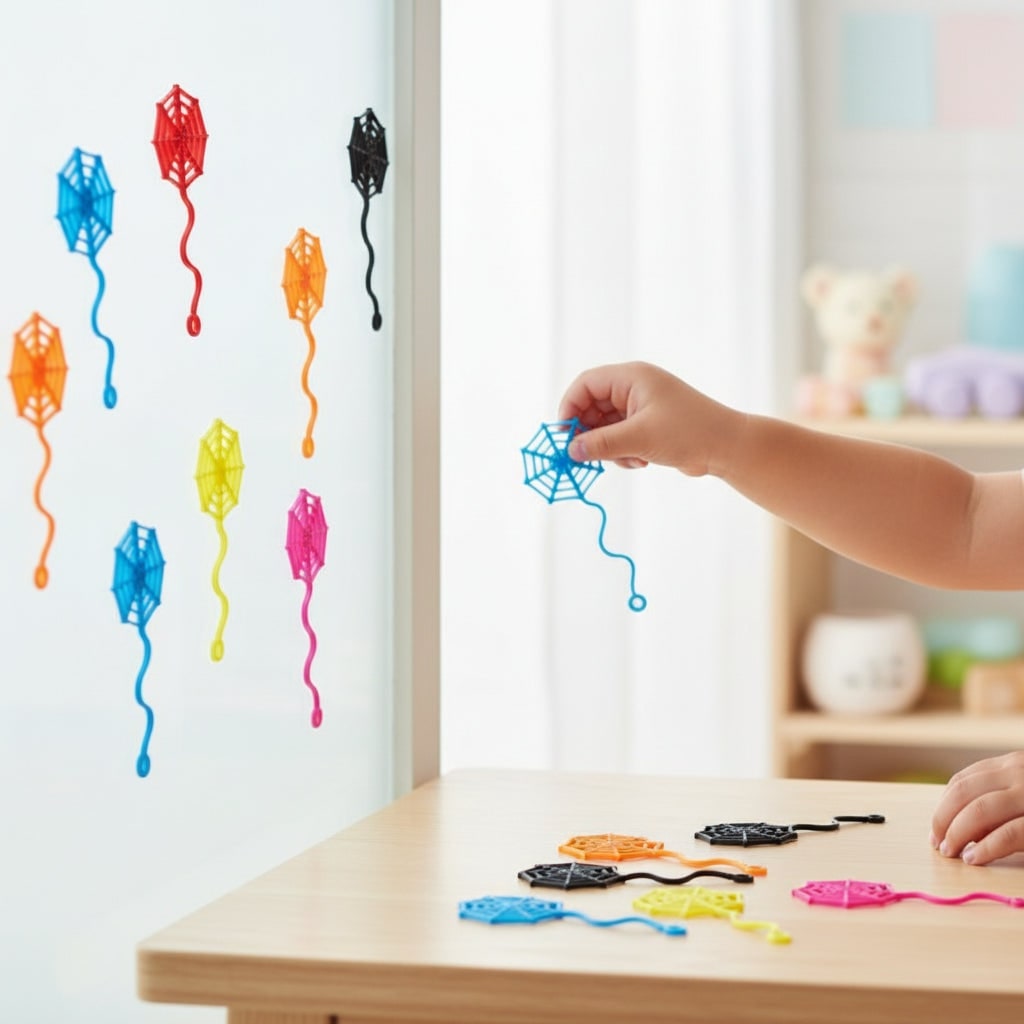 Halloween Sticky Toys Stretchy Spiderweb Party Decorations with Neon Colors - Image 2