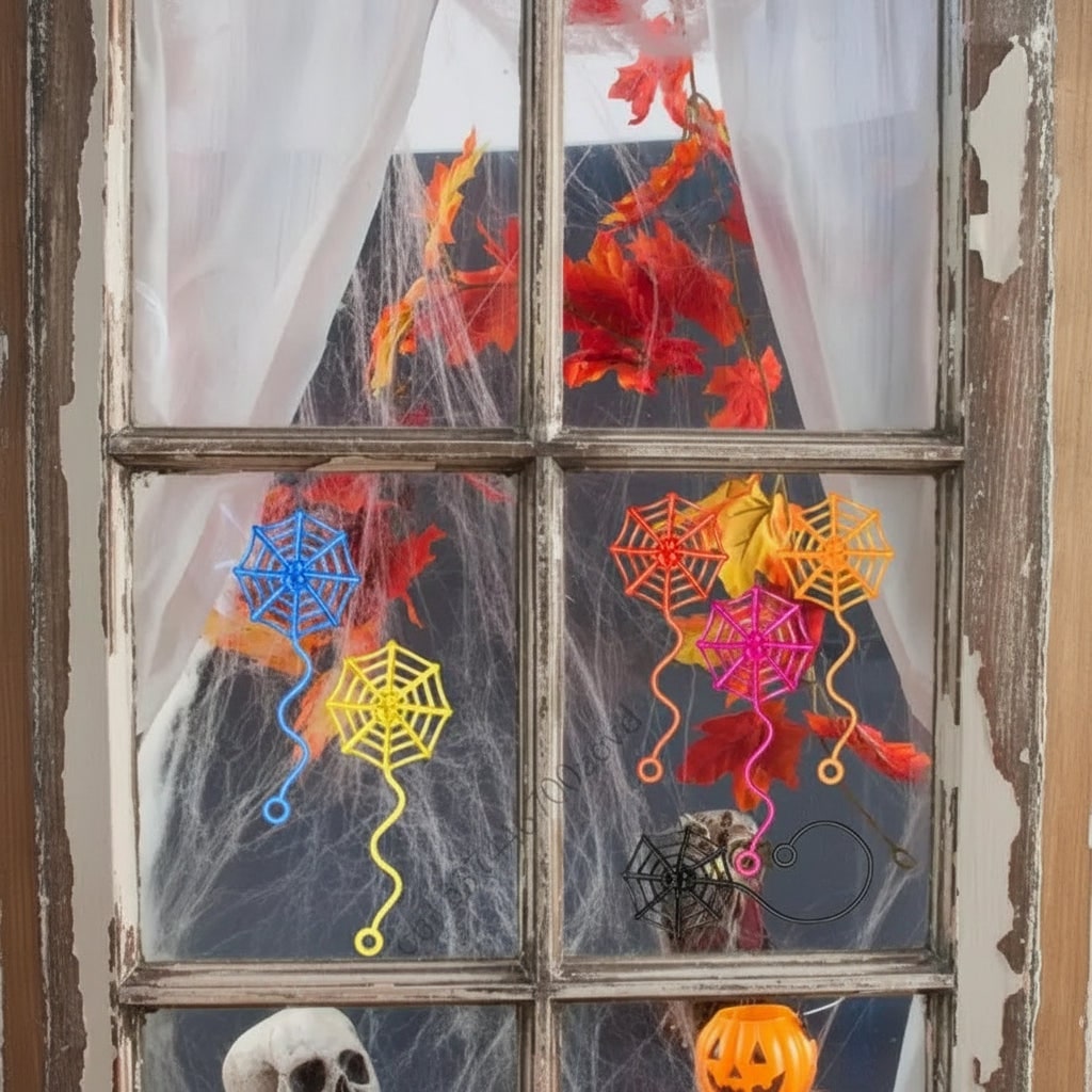 Halloween Sticky Toys Stretchy Spiderweb Party Decorations with Neon Colors - Image 4