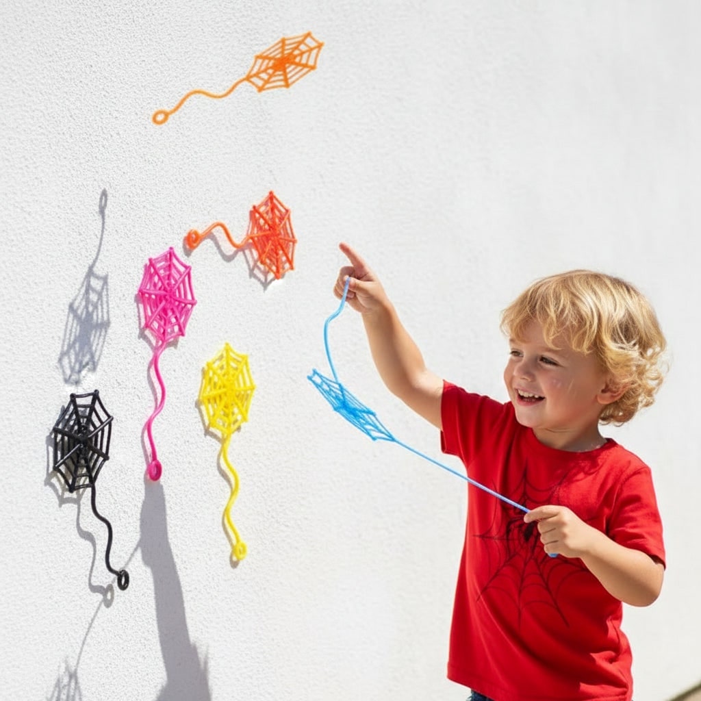 Halloween Sticky Toys Stretchy Spiderweb Party Decorations with Neon Colors - Image 5