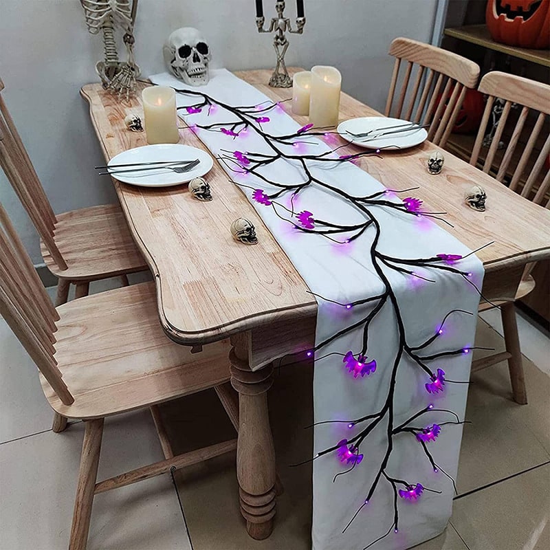 Halloween String Lights Outdoor Garland with LED Pumpkin and Bat Battery Operated 6 Feet 8 Modes - Image 1
