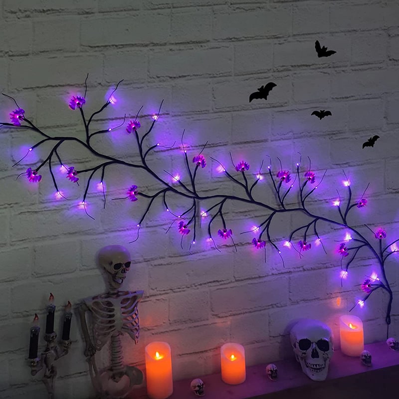 Halloween String Lights Outdoor Garland with LED Pumpkin and Bat Battery Operated 6 Feet 8 Modes - Image 10