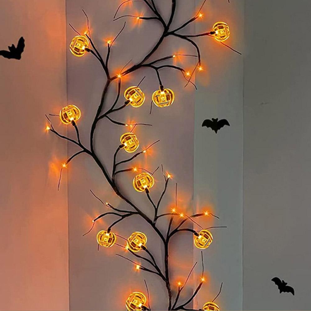 Halloween String Lights Outdoor Garland with LED Pumpkin and Bat Battery Operated 6 Feet 8 Modes - Image 3