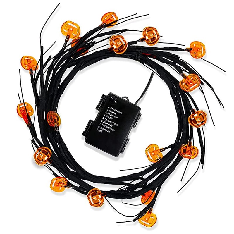 Halloween String Lights Outdoor Garland with LED Pumpkin and Bat Battery Operated 6 Feet 8 Modes - Image 5