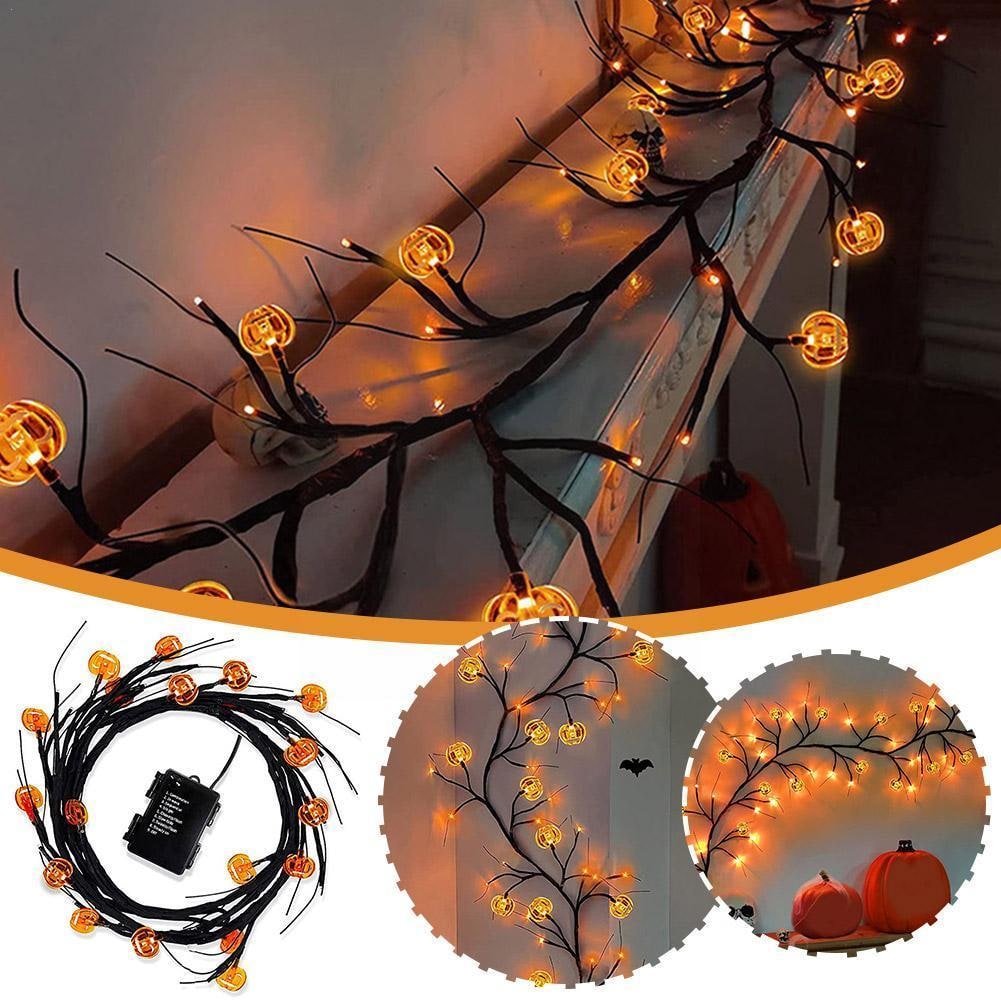 Halloween String Lights Outdoor Garland with LED Pumpkin and Bat Battery Operated 6 Feet 8 Modes - Image 6