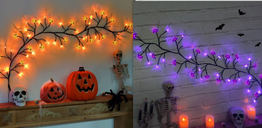Halloween String Lights Outdoor Garland with LED Pumpkin and Bat Battery Operated 6 Feet 8 Modes - Image 7