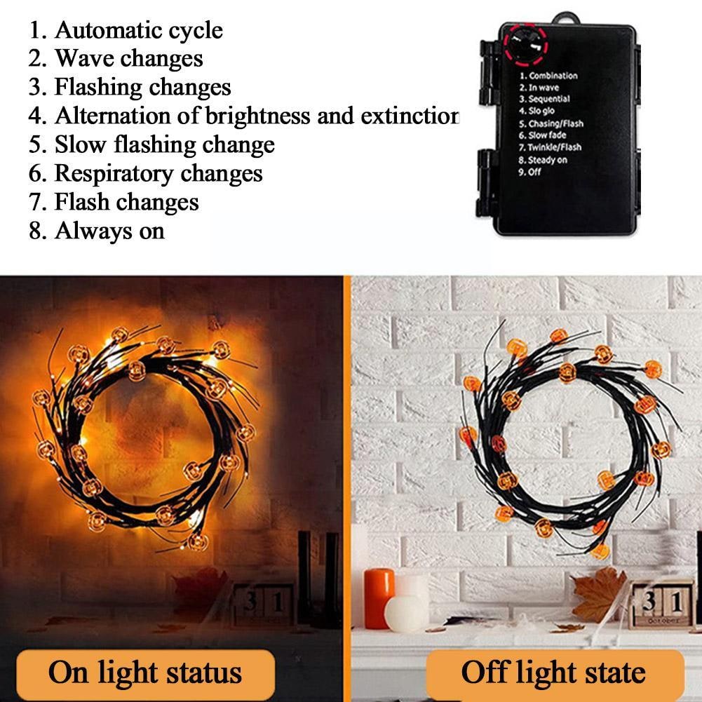 Halloween String Lights Outdoor Garland with LED Pumpkin and Bat Battery Operated 6 Feet 8 Modes - Image 8